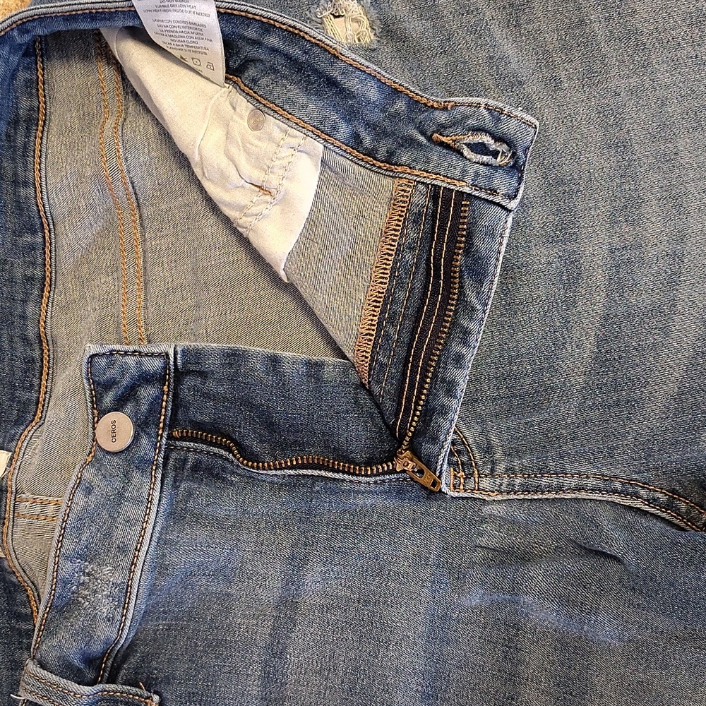 Ceros Blue Distressed High Waist Straight Leg Ankle Jeans Plus 14 Cropped - Picture 8 of 10